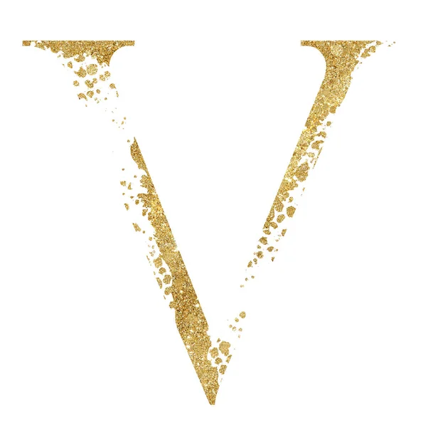 Golden Glitter Capital Letter Dispersion Effect Isolated Illustration Festive Design — Stockfoto