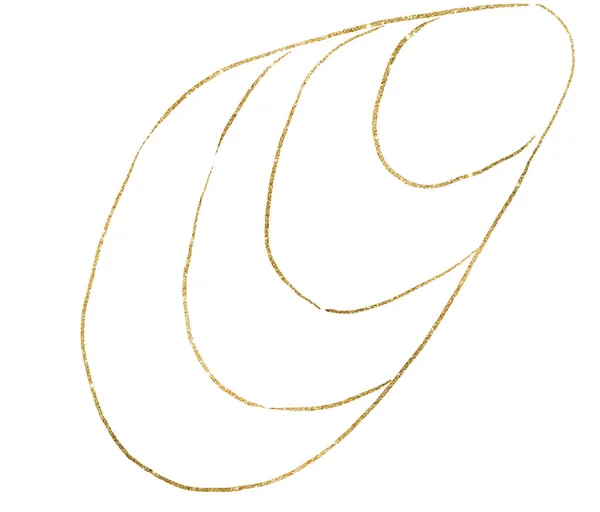 Seashell Made Golden Outlines Isolated Illustration Clipart Single Elements Summer — Stock fotografie
