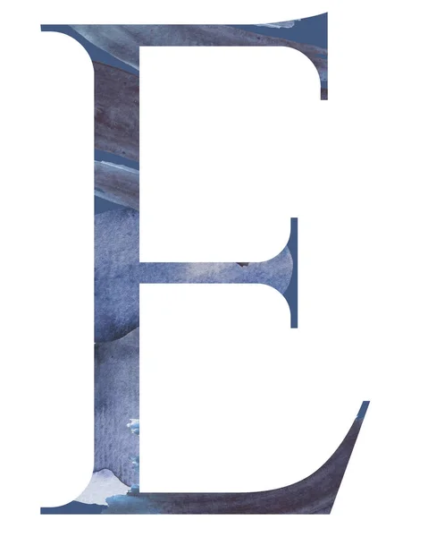 Aquarel Blauwe Hoofdletter Met Aquarel Vlekken Geïsoleerde Illustratie Onderwater Element — Stockfoto