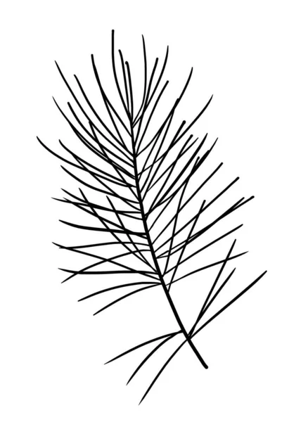 크리스마스 검은색 윤곽의 전나무 가지가 그림이다 초대장 포스터 장식물을 — 스톡 사진