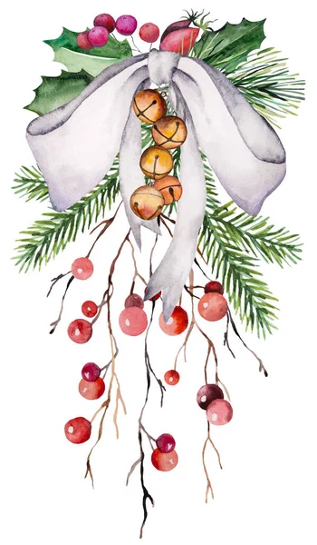 크리스마스나 새해의 컬러는 전나무와 소나무 그림으로 흰색에 카드를 문구류 수공예 — 스톡 사진