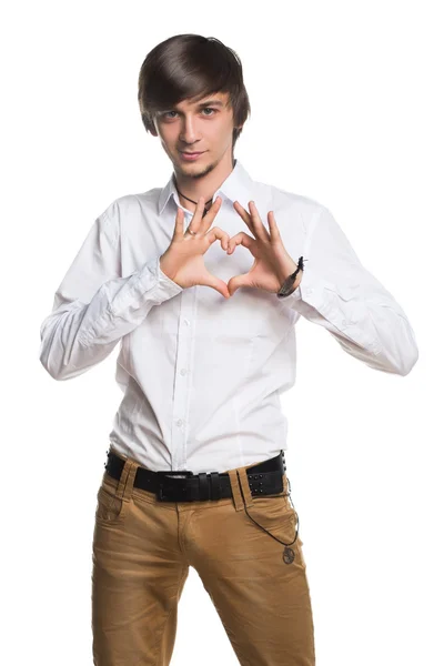 Active young man showing his hands — Stock Photo, Image