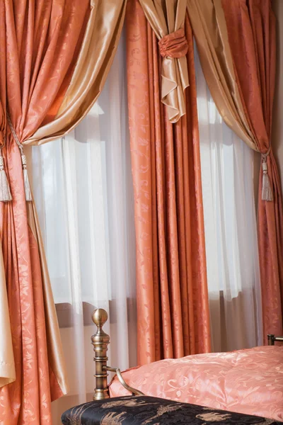 Interior room. curtains. drapes. bedroom — Stock Photo, Image