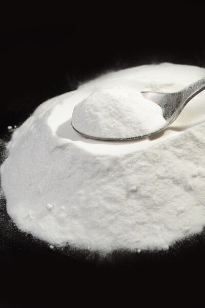 white powder on a spoon.