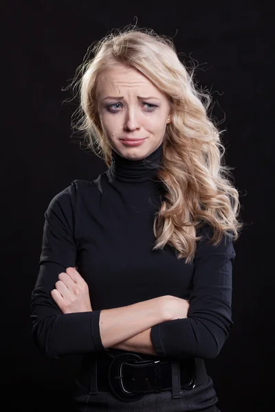 Upset crying woman. tragic expression. — Stock Photo, Image