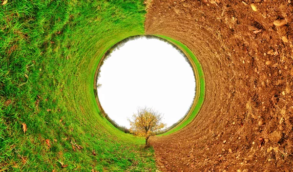 Tunnel panorama with half field — Stock Photo, Image