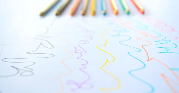 Colored lines drawn by pencils. — Stock Photo, Image