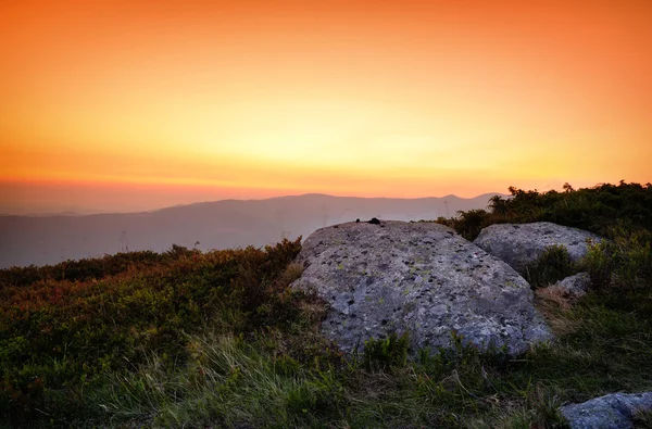 Landschap van de zomer in de bergen. zonsopgang — Stockfoto