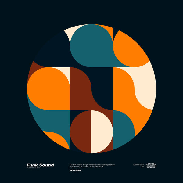 Эстетика дизайна середины века в абстрактном дизайне плаката. Швейцарское искусство вдохновило векторные графические карты, выполненные с абстрактными геометрическими формами и текстами, полезными для плакатного искусства и цифровой печати.