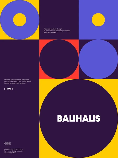 Bauhaus Plakatdesign Vorlagenlayout Mit Sauberer Typografie Und Minimalem Vektormuster Mit Stockillustration