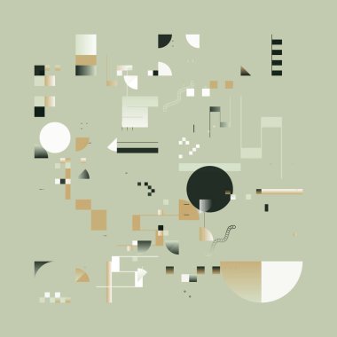 Geçmişe dönük parlak neon renkli geometrik şekilli vektör soyut sembolleri, web arkaplanı, poster sanat tasarımı, dergi ön sayfası, yüksek teknoloji baskısı, kapak resmi.