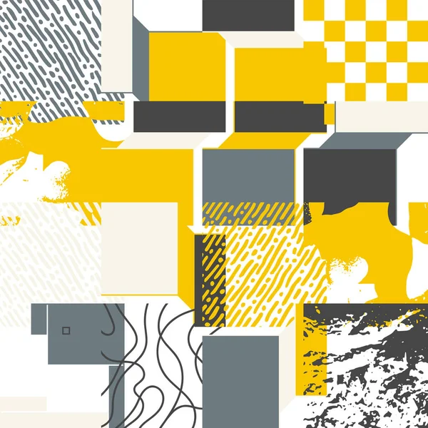 Geometrische Ästhetik Abstrakter Mustergestaltung Brutalismus Inspirierte Vektorgrafik Collage Mit Einfachen Stockvektor