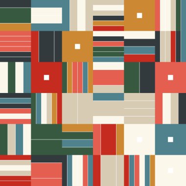 Soyut model tasarım kompozisyonunda yeni bir retro estetik. Sanat deco ilham verici vektör grafikleri kolajı basit geometrik şekiller ve grunge dokuları ile yapılır, poster sanatı ve dijital baskılar için kullanışlıdır.