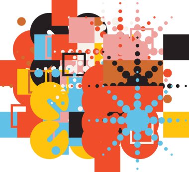 Basit şekilleri ve figürleri olan geometrik çizimler. Geometrik şekilli ve elementli soyut desenler. Web afişi, iş sunumu, marka paketi, kumaş baskısı için mükemmel.