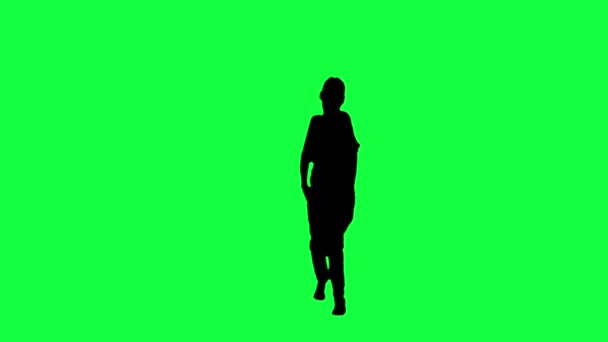 Silhuetten av en dansande kvinna mot en grön bakgrund — Stockvideo