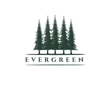 Rustic Retro Vintage Hemlock, Evergreen, Pines, Spruce, Sedir ağacı logosu 