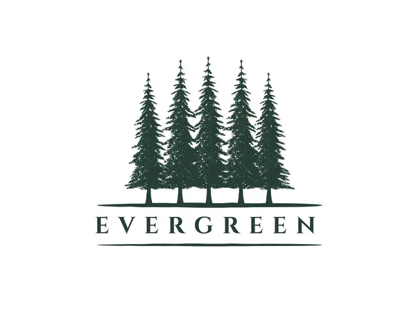 Rustic Retro Vintage Hemlock, Evergreen, Pines, Spruce, Sedir ağacı logosu 