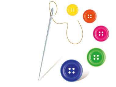 Needle with buttons clipart