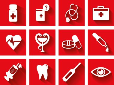 düz tıp Icon set