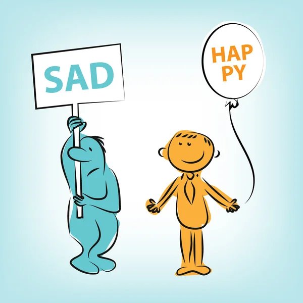 Personagens de desenhos animados triste e sorriso —  Vetores de Stock