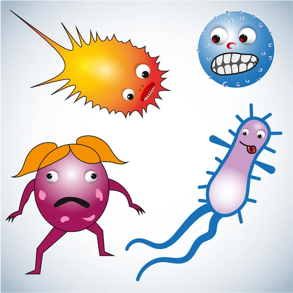 Komplet kreskówka bakterii — Stockvector
