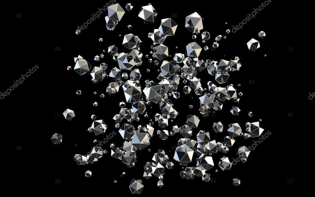 falling 3d diamonds on