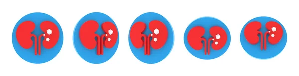 Volumetrik Yuvarlak Tıbbi Ikon Seti Mavi Kırmızı Beyaz Yumuşak Plastik — Stok fotoğraf