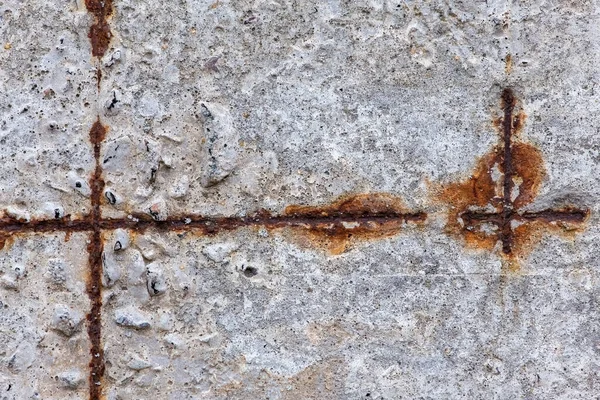 Macro Fragment Van Een Oude Grijze Betonnen Muur Met Roestige — Stockfoto