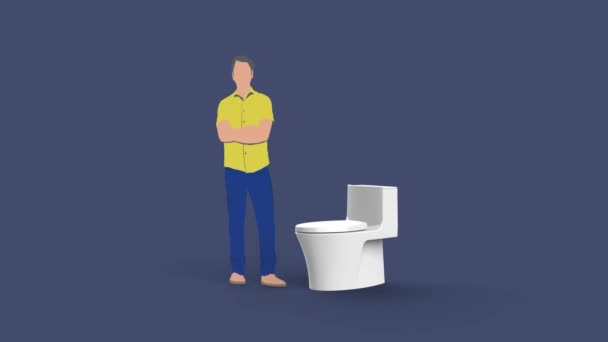 Silhouette Man Standing Toilet His Arms Folded His Chest Isolated — Stock videók