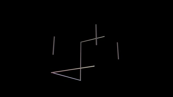 Wireframe Cube Appears Disappears Black Background Abstract Spline Seamless Loop — Vídeo de Stock