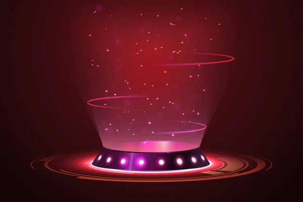 Red Circle Portal Teleport Hologram Gadget Blank Display Stage Magic — ストックベクタ