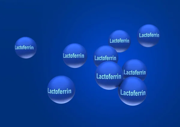 Abstrakte Lactoferrin Partikel Form Blauer Kugeln Mit Der Aufschrift Lactoferrin — Stockfoto