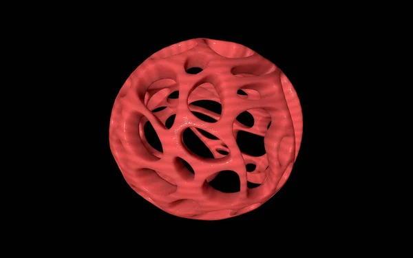 Abstract Roze Poreuze Ronde Viruscel Geïsoleerd Zwarte Achtergrond Buitenaardse Levensvorm — Stockfoto