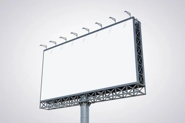 Blanco wit reclamebord geïsoleerd op lichte achtergrond, perspectief. Mockup, 3D Rendering — Stockfoto