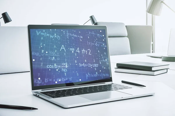 Concepto de fórmula científica creativa en la pantalla moderna del ordenador portátil. Renderizado 3D —  Fotos de Stock