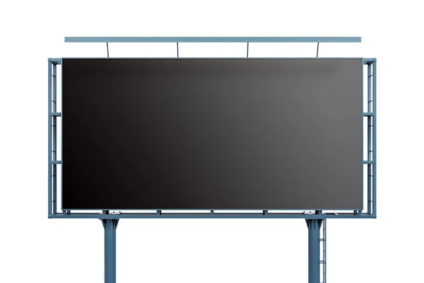 Prázdný černý billboard izolovaný na bílém pozadí, pohled zepředu. Mockup, 3D vykreslování — Stock fotografie