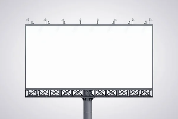 Blank white billboard isolated on light background, front view. Mock up, 3D Rendering — Stock Fotó