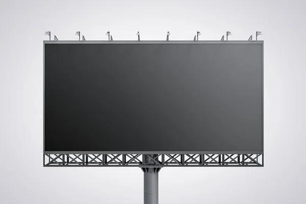 Prázdný černý horizontální billboard izolovaný na bílém pozadí, pohled zepředu. Posměch, 3D vykreslování — Stock fotografie