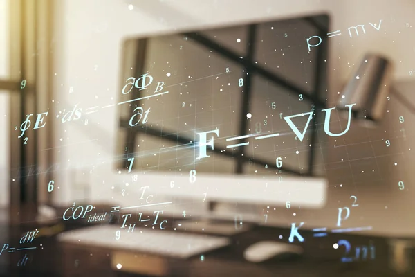 Творча концепція наукової формули на сучасному фоні ноутбука. Багатоцільовий — стокове фото