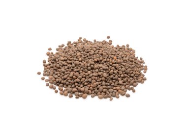 Beyaz arkaplanda izole edilmiş bitkiler için Leca Ball veya Hydroton kil tabletleri yığını