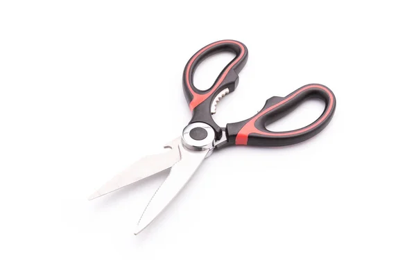 New Scissor Red Black Color Handle Isolated White Background — ストック写真