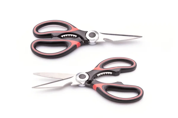 New Scissor Red Black Color Handle Isolated White Background — Stock Photo, Image