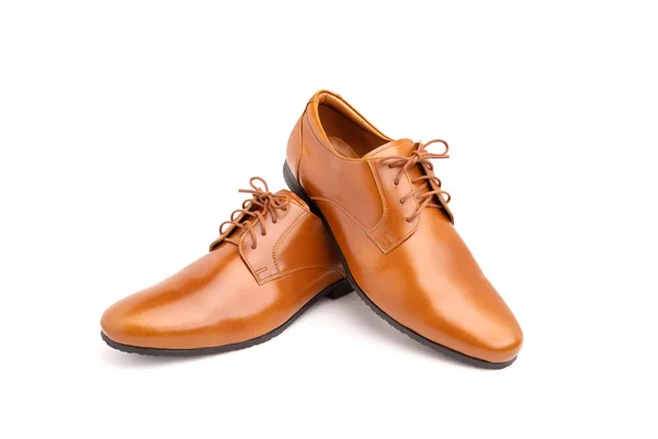 Zapato Cuero Para Hombre Nuevo Color Marrón Aislado Sobre Fondo —  Fotos de Stock