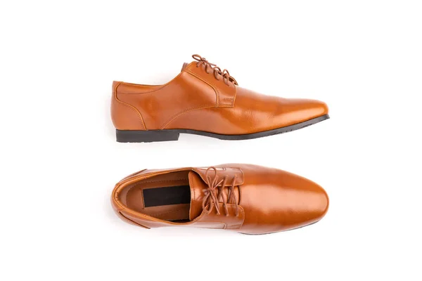 Zapato Cuero Para Hombre Nuevo Color Marrón Aislado Sobre Fondo —  Fotos de Stock