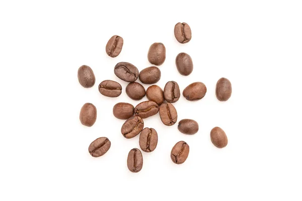 白い背景に隔離されたコーヒー豆を閉じます 食品飲料の概念 — ストック写真