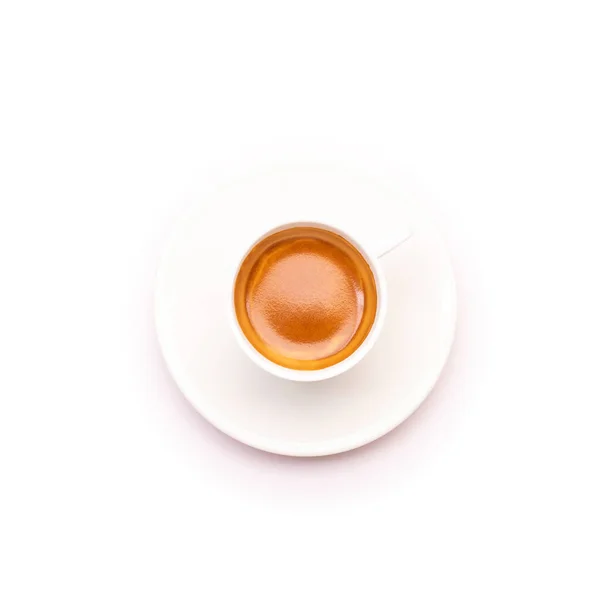 Draufsicht Schwarzer Kaffee Oder Americano Weißer Tasse Isoliert Auf Weißem — Stockfoto