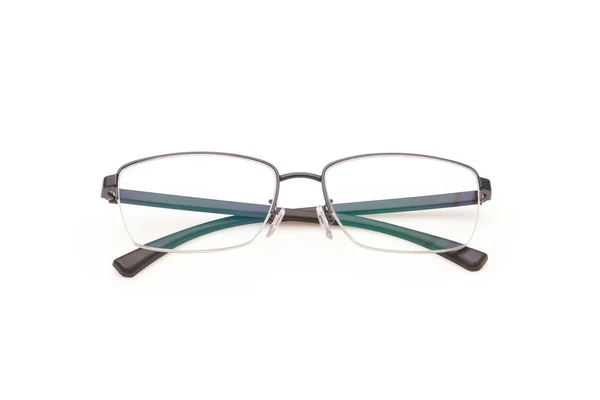 Beyaz Arkaplanda Izole Edilmiş Temiz Lensli Yeni Siyah Gözlük — Stok fotoğraf