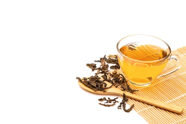 Чашка Горячего Чая Чайного Листа Белом Фоне — стоковое фото