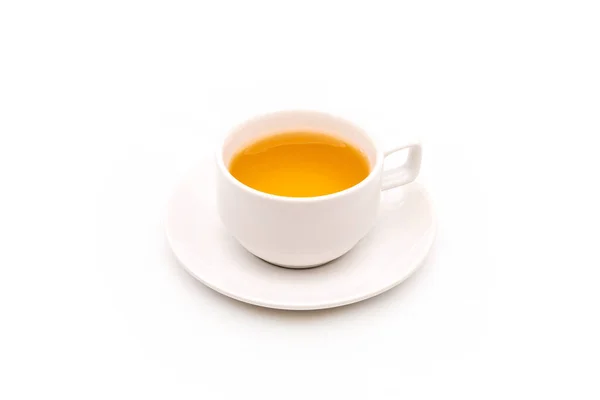 Fehér Kerámia Csésze Forró Tea Elszigetelt Fehér Alapon — Stock Fotó