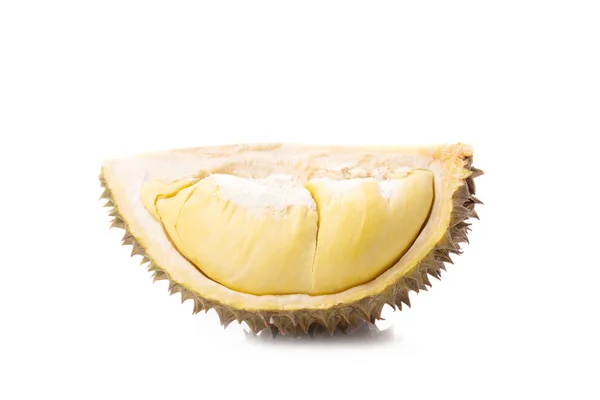 Piece Skal Durian Frukt Isolerad Vit Bakgrund — Stockfoto